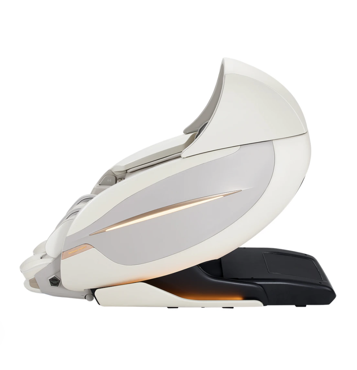 Massage chair fully reclined into the zero-gravity position